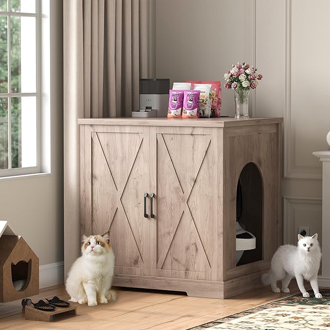 Heybly 34.5" Litter Box Enclosure, Large Robot Cabinet