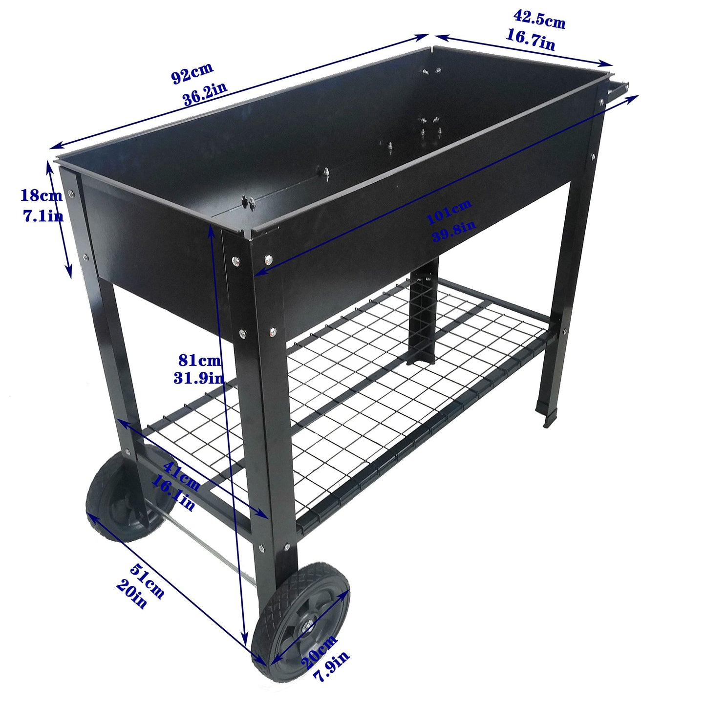 CNEIESD 32" Tall Raised Garden Bed Outdoor with Wheels, 16.7" W Planter Box, 400LBS Capacity,Elevated Planter Box on Wheels for Indoor/Outdoor Vegetables, Herbs & Flowers