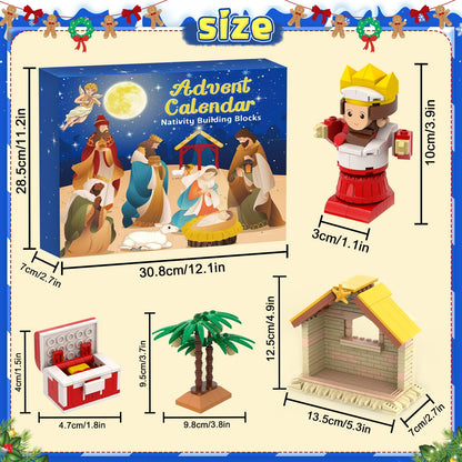 Nativity Advent Calendar 2025 Kids,24 Day Christmas Countdown Calendar Building Blocks Set,Surprise Xmas Gift for Adult,Teen Girls & Boys