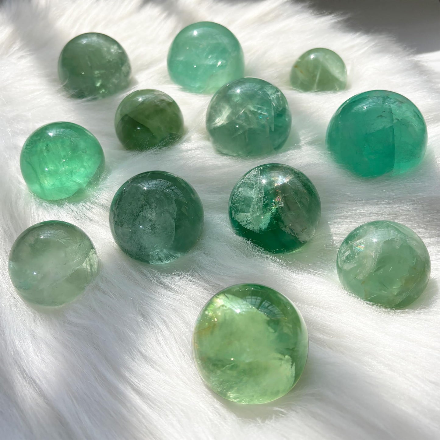 EZhandcraft Green Fluorite Crystal Sphere - 2.0-2.4" Inches Decorative Balls, Gem-Grade Clarity, Perfect for Reiki, Chakra, Feng Shui, Meditation, and Healing, Witchcraft Supplies