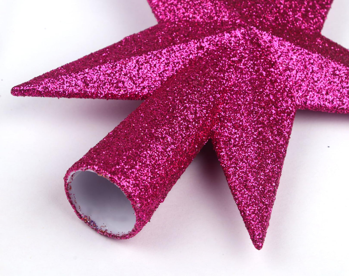YYCRAFT Glitter Star Tree Topper 6 Inch Christmas Decoration-Hot Pink