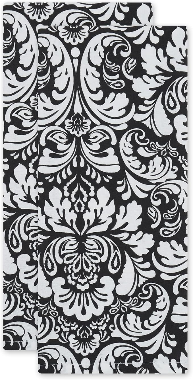 DII Cotton Dish Towel Set Damask Print