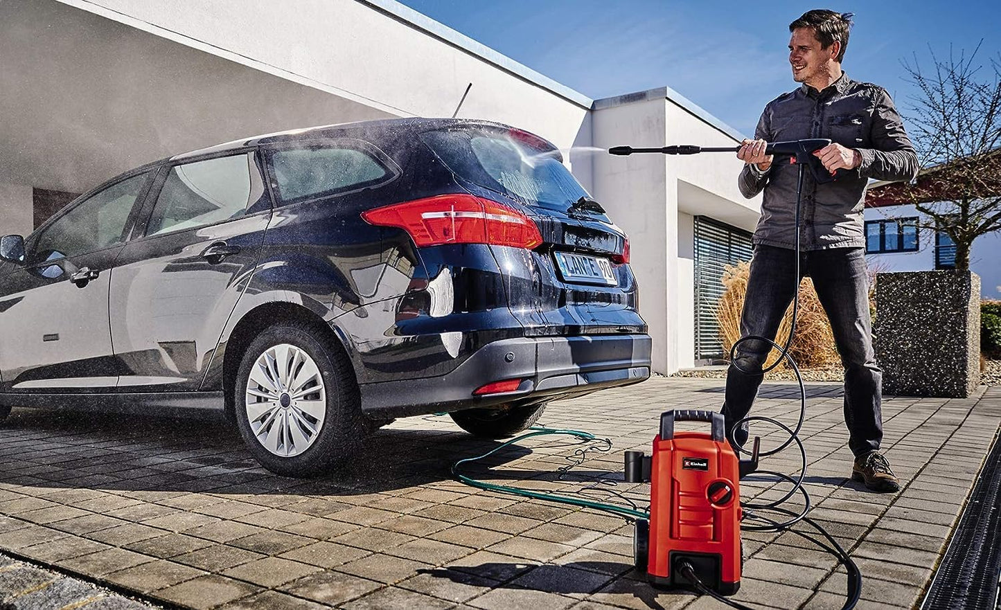 Einhell TC-HP 130 Pressure Washer | 1500W Power Washer, 130 bar, 390 l/h | Jet-Wash Kit With 5m High-Pressure Hose, Gun, Lance, Various Cleaning Nozzles, Brushes And Spray Containers