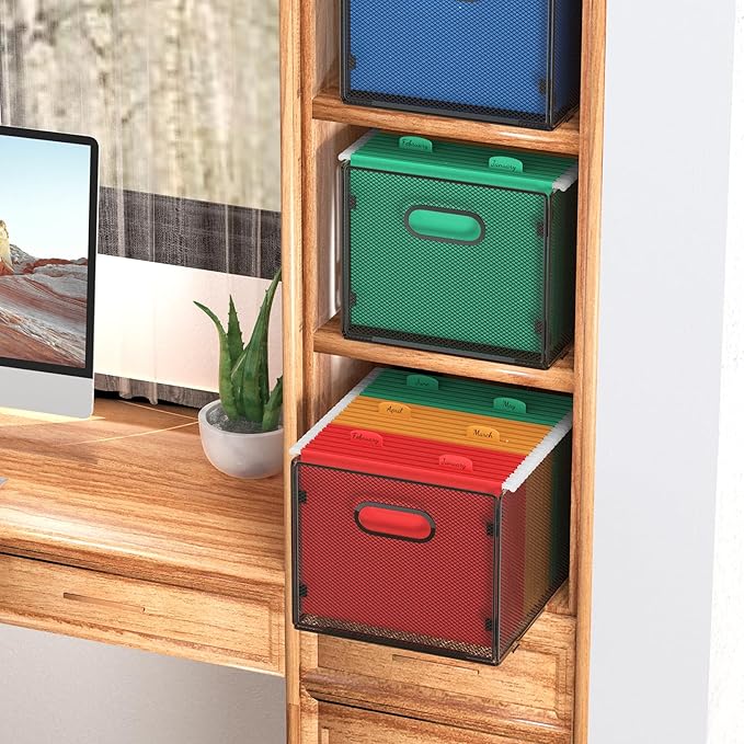 Samstar Hanging File Organizer, Mesh File Folder Organizer File Crate File