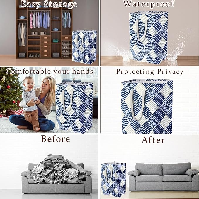 Waterproof Laundry Hamper Collapsible Laundry Basket Leather Handle Laundry Bag