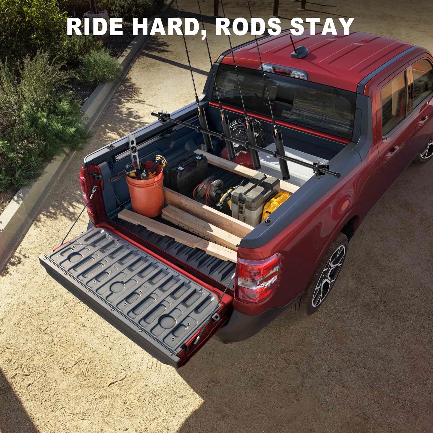 FEIMIRE Inshore Rod Holders for Truck Bed, Adjustable Rod Holder for Truck & SUV, All Aluminum Body with D Rings, 4 Rod Holder, Gifts Ideas for Men