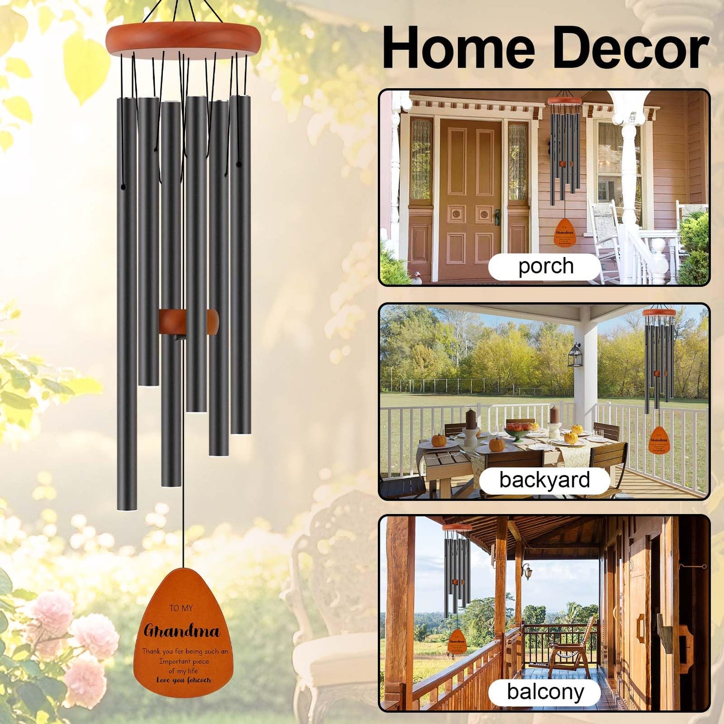 Birthday Gifts for Grandma, Grandmother Gift for Birthday, Mothers Day, Thanksgiving, Christmas, 32 Inch Wind Chimes Gift for Home Decor