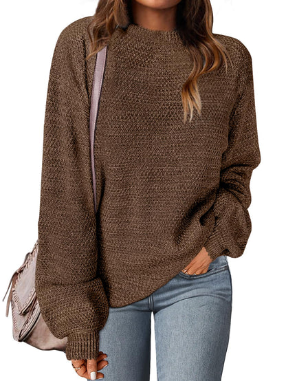 MEROKEETY Women's 2025 Fall Winter Oversized Pullover Sweater Trendy Crew Neck Long Sleeve Heathered Knit Jumper Tops