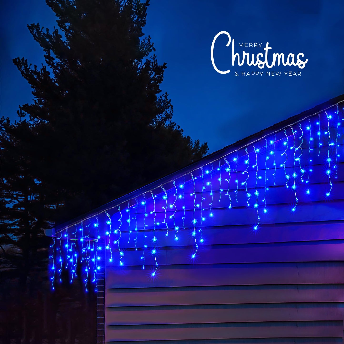 WBao Icicle Lights Outdoor, 432 LED 33FT Christmas Lights With 81 Drops, Remote Control, 3 Timer Settings, 8 Modes, Waterproof, Connectable for Wedding, Holiday Eaves Decor, Blue