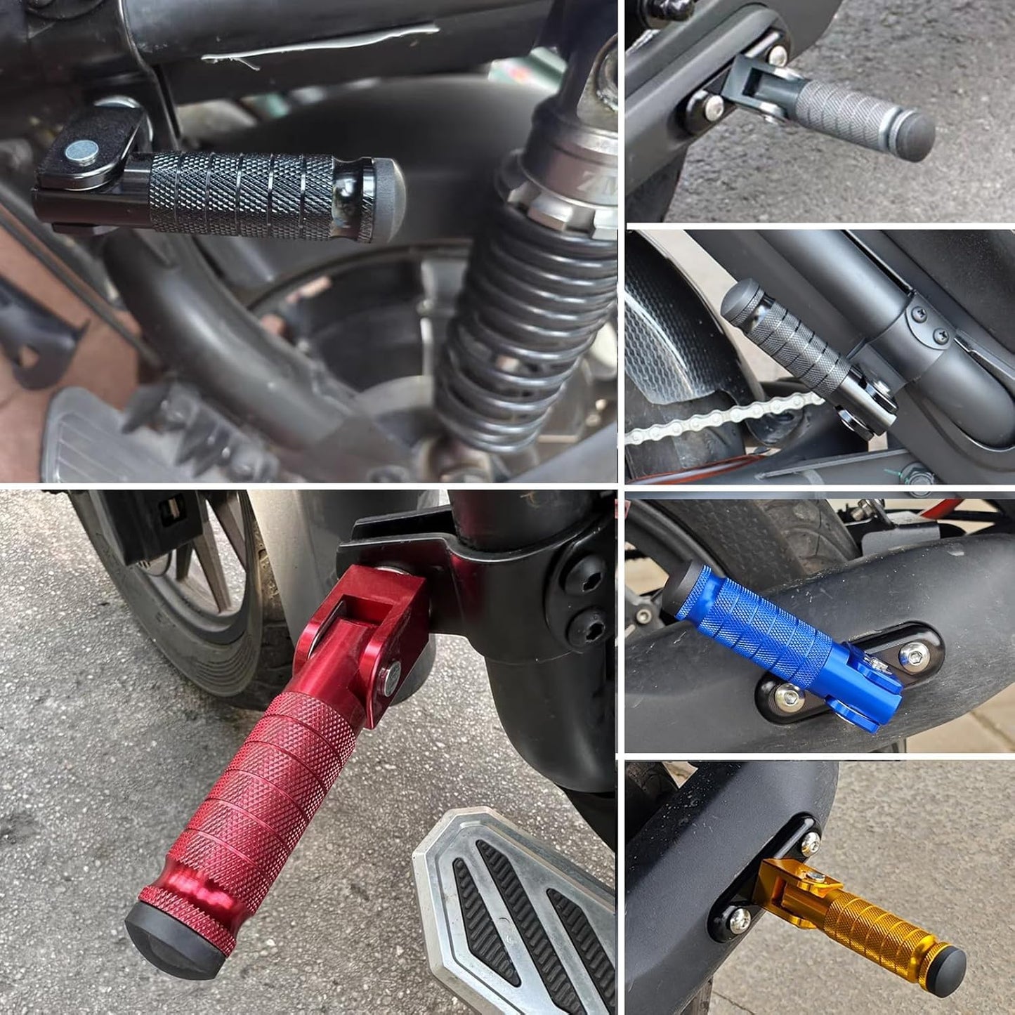 XINGWU M8 Motorcycle Foot Pegs 90 Degree Foldable Footpegs CNC Anti-Skid Footrest Universal for Yamaha Honda Suzuki Aprilia Electric Car Motorbike Mini Bike Dirt Pit Bike Passenger Pedal (Orange)