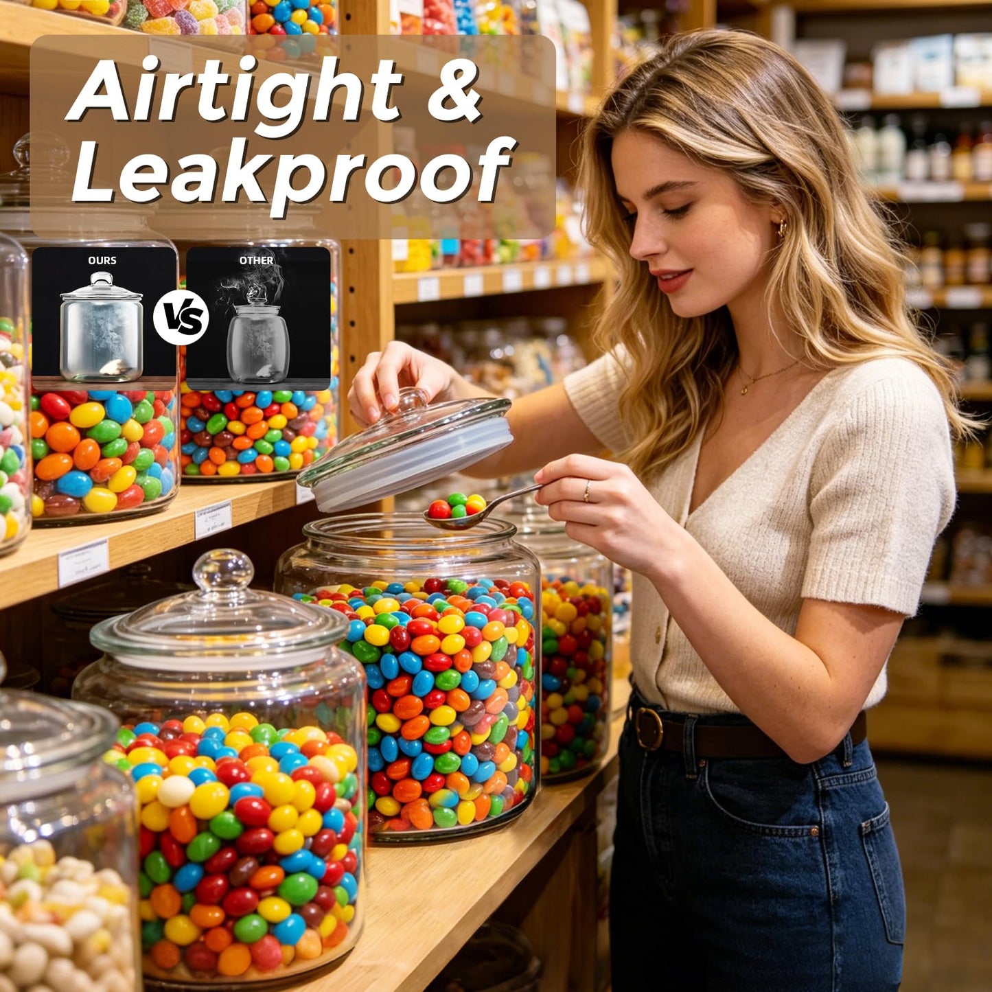 Masthome 1 Gallon Glass Jar with Lid,Large Glass Cookie Jar,Wide Mouth,Dishwasher Safe,Large Clear Jar,Storage Containers with Lids For Flour,Nuts,Cookies,Snacks