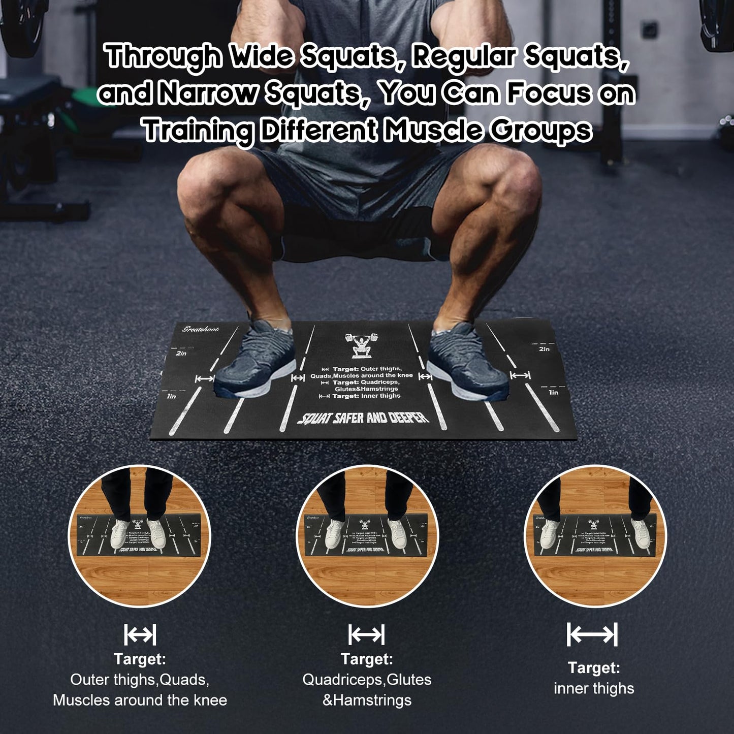 Greatshoot Squat Wedge Block, Professional One-Piece Heel Elevated Slant Board for All-Position Squats, Knees Over Toes, Weightlifting, Calf Stretches ect.. Home and Gym Equipment.