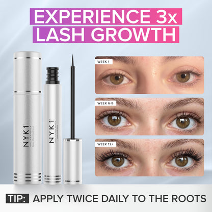NYK1 CONCENTRATED Eyelash Growth Serum (XL - 8ml) LashForce Eyelash Serum For Growth And Thickness - Eye Lash Serums For Easy Application And Long Lasting Results For Fuller And Longer Lashes