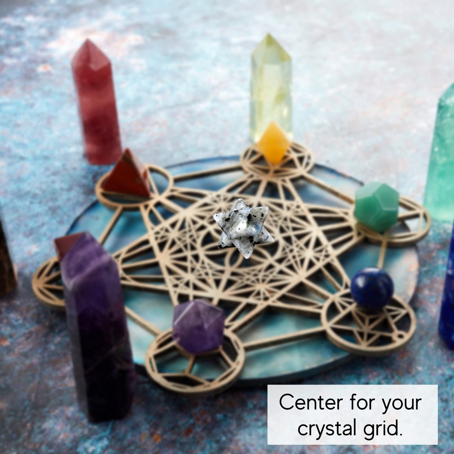 Amazing Gemstone Rainbow Moonstone Merkaba Crystal - 0.75 Inches Metaphysical Merkaba Star for Meditation - Energetic Tetrahedron Crystal and Healing Stones for Spiritual Growth and Healing (15-20mm)