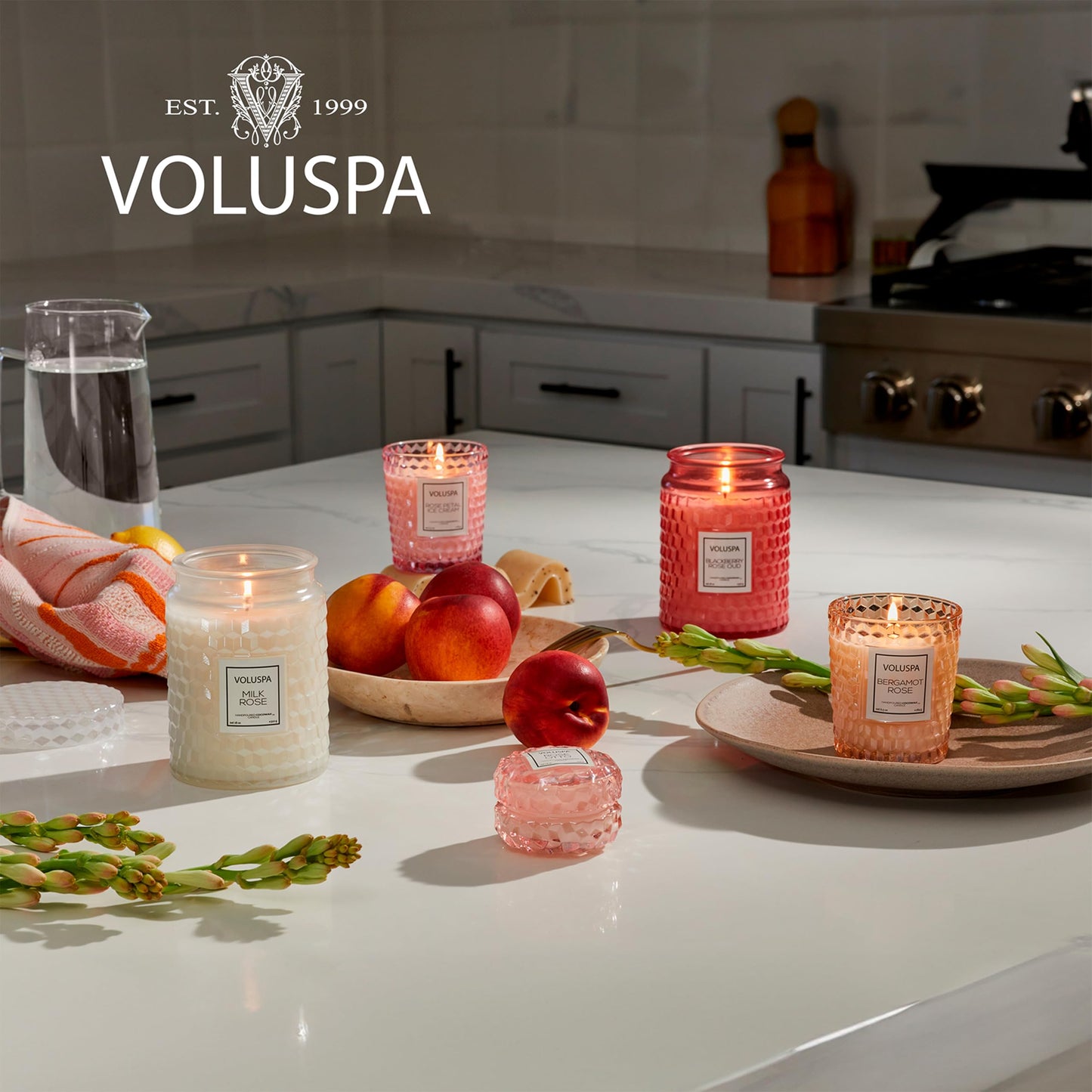Voluspa Sparkling Rose, 3 Wick Tin Candle, 12 Ounce, 40 Hour Burn Time, Coconut Wax for Clean Burning, Handcrafted in the USA