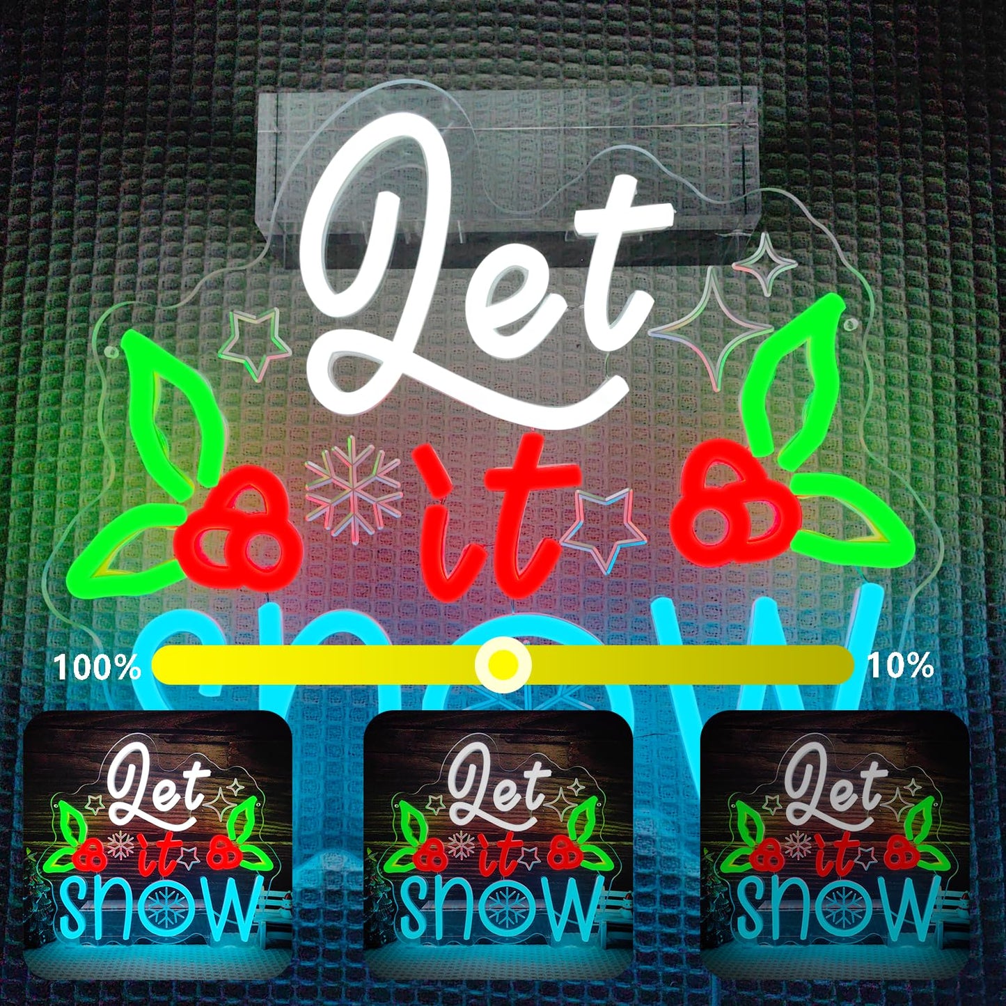 Let It Snow Neon Sign Christmas Neon Sign Dimmable for Wall Decor Led Sign christmas Neon Window Lights Up Sign for Party Bedroom Kids Gift Living Room Winter Home
