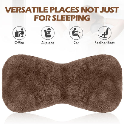 1 Pc Neck Pillow for Recliner Headrest Pillow Bone Shaped Chair Plush with Adjustable Strap Neck Support and Pain Relief Curve Head Cushion for Car Travel Airplane (Grey)