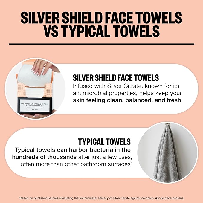 PEACE OUT Silver Shield Face Towels, Disposable Facial Towels