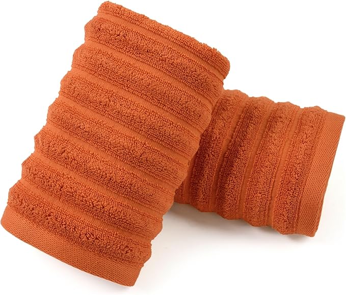 Jacquotha Orange Hand Towels Set of 2