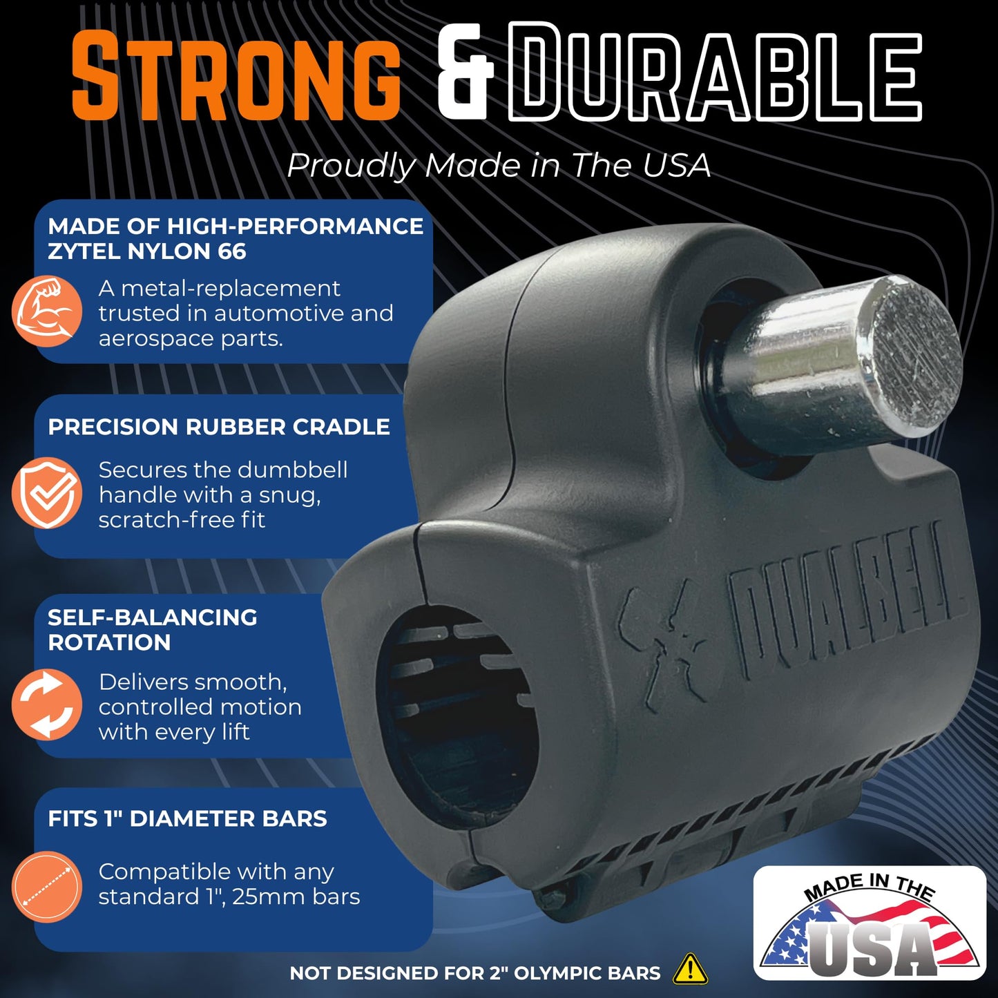 DUALBELL Dumbbell Converters- Pair Black and red weight collars for 1", 25mm bar- Connect Dumbbells to Barbells for 1" standard diameter bar, barbell adapters replace weight plates- 250lbs capacity