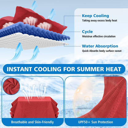 PJPSAA 24 Pack Cooling Towels Bulk for Neck and Face 40"x12" Ice Cooling Sweat Rags Microfiber Soft Breathable Soft Chilly Towel for Yoga Golf Sport Running
