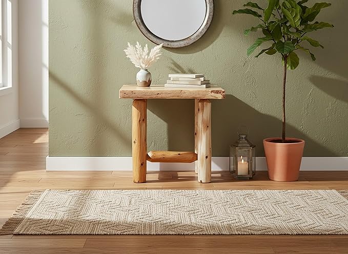 SRL Rustic Log End Table Pine & Cedar – Small Indoor End Table, Wood End Table