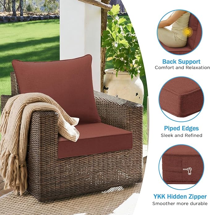 Sunbrella Outdoor Deep Seat & Back Cushion Set, 24 x 24 Inch Water Repellent