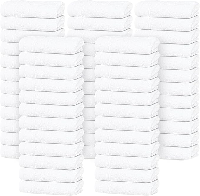 Tens Towels Pack of 60 Washcloths, 12 x 12 Inches, Lighter Weight, Quick to Dry
