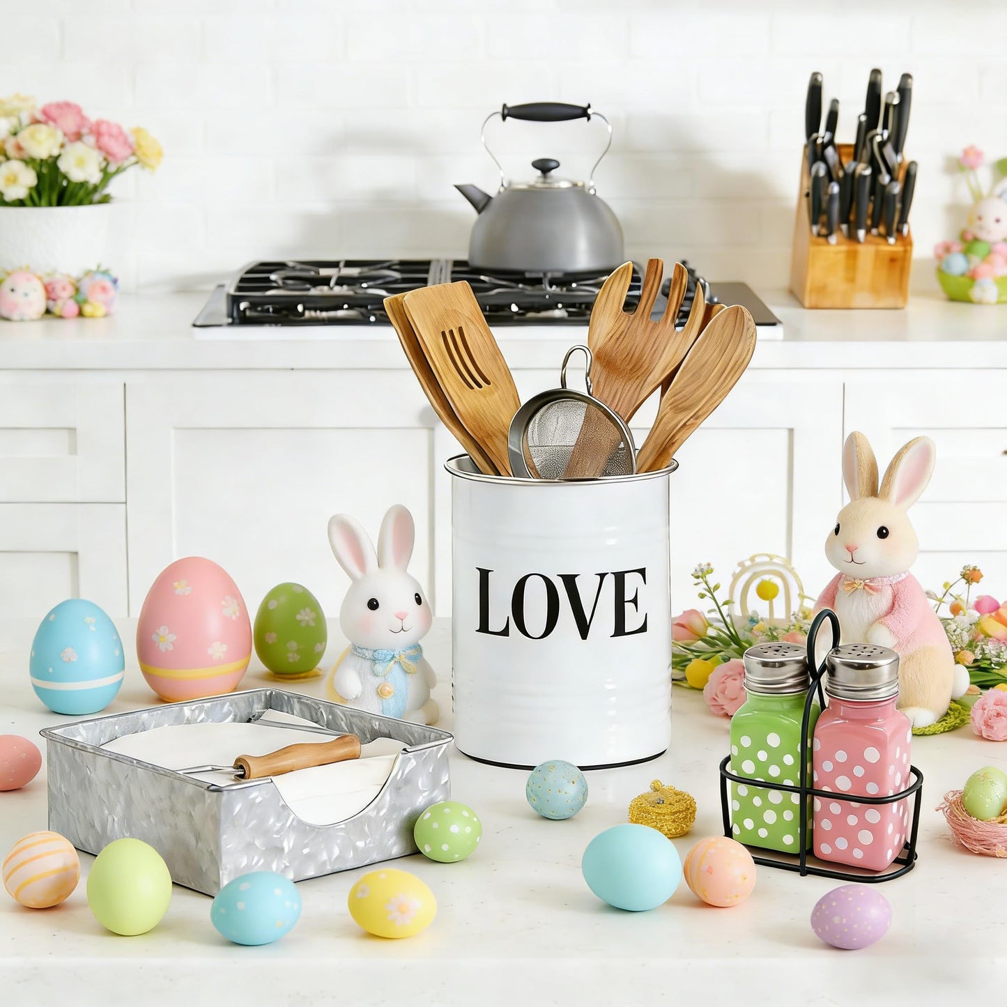 2 Pieces Easter Salt Pepper Shakers Polka Dot Egg Pink and Green Ceramic Salt and Pepper Shaker Set for Stove Top Easter Home Kitchen Decor(Pink and green egg)