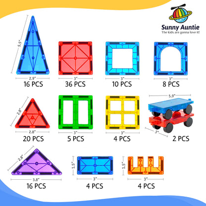 Magnetic Tiles 125 PCS (XL SET), Magnetic Tiles for Kids, Toy for 3 4 5 6 7 8 Year Old Boys & Girls, Large Building Set, Great Gift for Kids Aged 3-8, Gift Box, + Bonus Zippered Carrying CASE