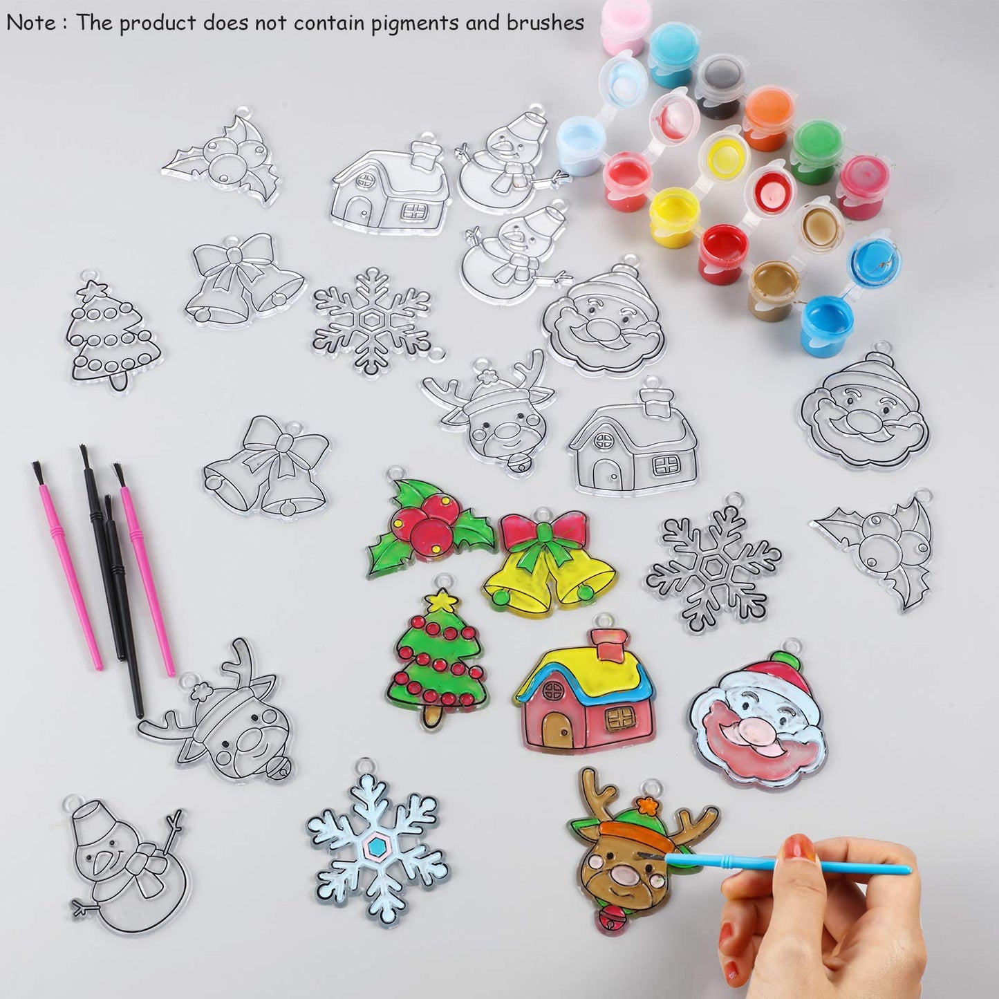 WILLBOND 24 Pieces Sun Catchers Craft Assorted Sun Catcher Kits for Art Window SunCatchers with 24 Pieces Suction Cups for Painting Crafts Christmas Home Decor Supplies