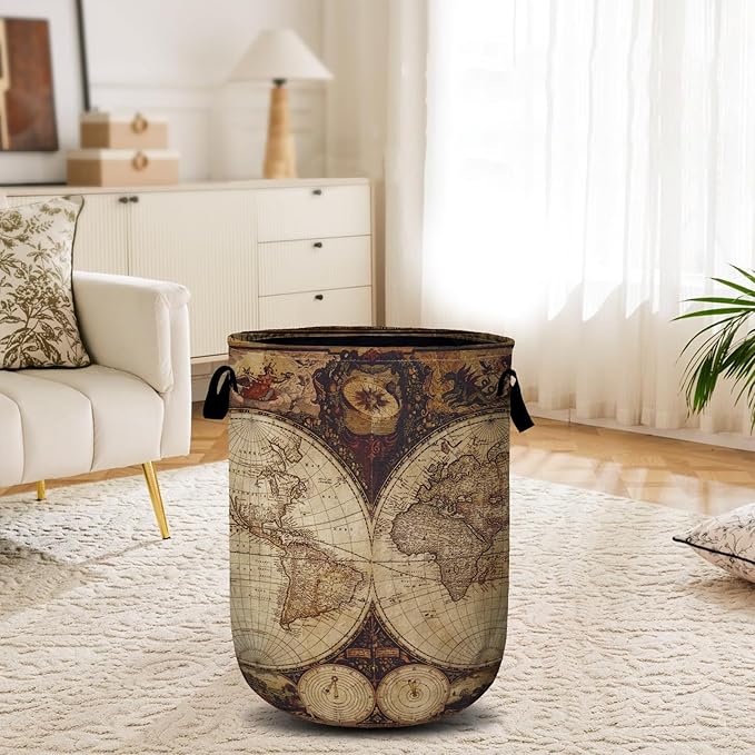 World Map Laundry Basket, Laundry Hamper Collapsible Oxford Cloth