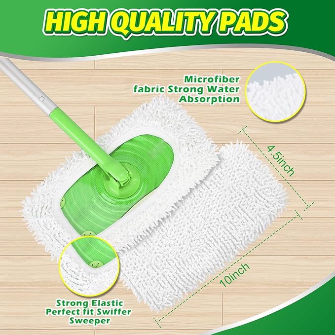 4 Pack Reusable Microfiber Mop Pads Compatible