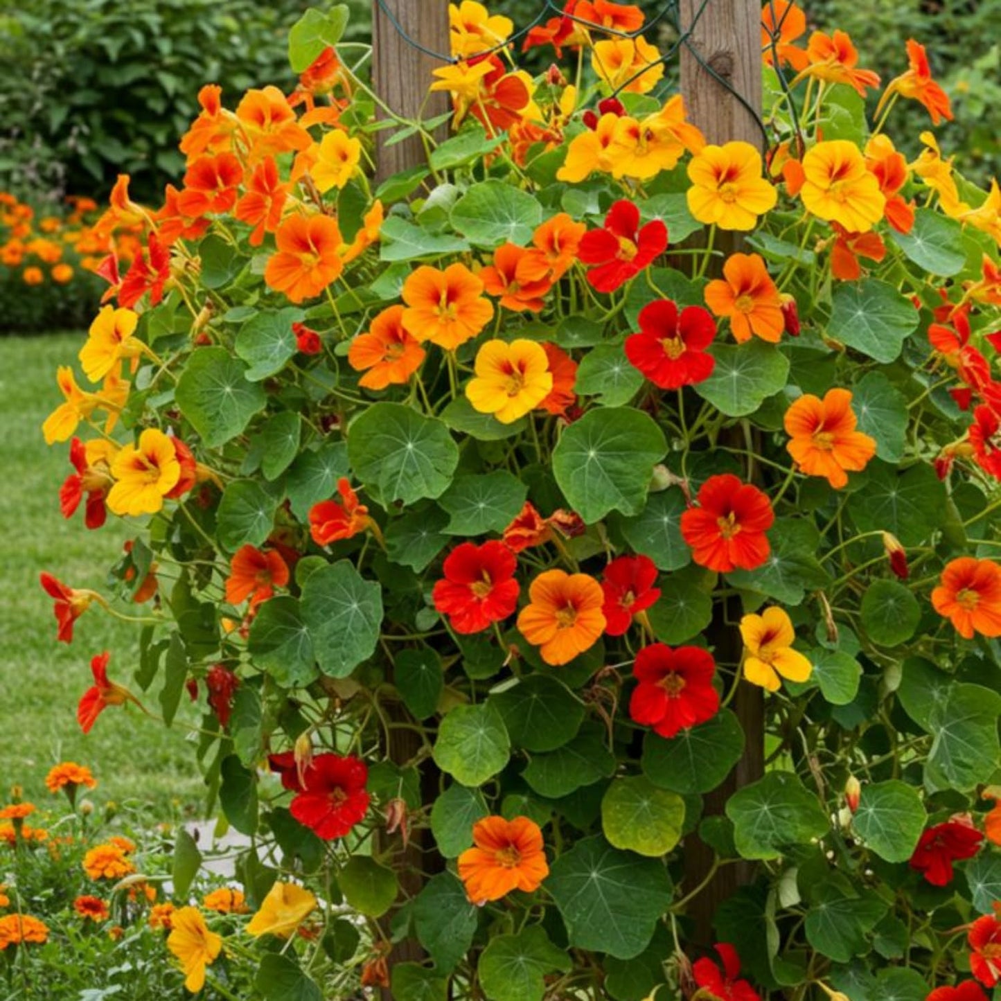Nasturtium Live Plant in 4 Inch Pot, 4-6″ Tall Nasturtium Flower Starter Plant for Planting, Flower Vine Plants, Well Rooted