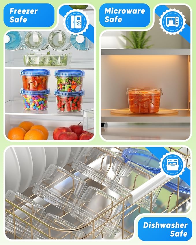 6 Pack-17oz Freezer Storage Containers, Plastic Food Storage Containers