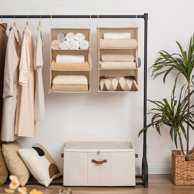 StorageWorks 6-Shelf Jumbo Closet Organizers, Two 3-Shelf Separable Hanging