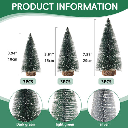 Desktop Miniature Pine Tree Tabletop Christmas Tree Small Pine Tree Decor Christmas Tree Toppers (Green Silver Dark Green)