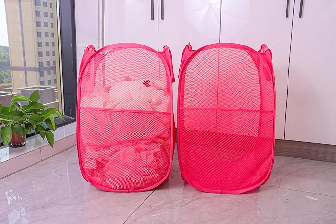 Foldable Mesh Popup Laundry Hamper, Laundry Basket Easy to Open and Fold
