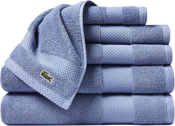 Lacoste Heritage Supima Cotton 6-Piece Towel Set, 2 Bath Towels, 2 Hand Towels