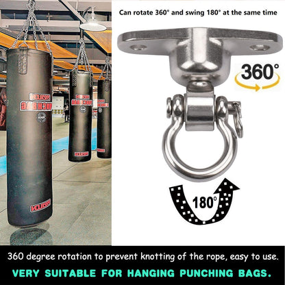 WWFFEN 2 Antirust Swing Hanger Heavy Duty 360°+180°Rotation 1500LB Capacity Wood Playground Yoga Hammock Chair, Rope sandbag