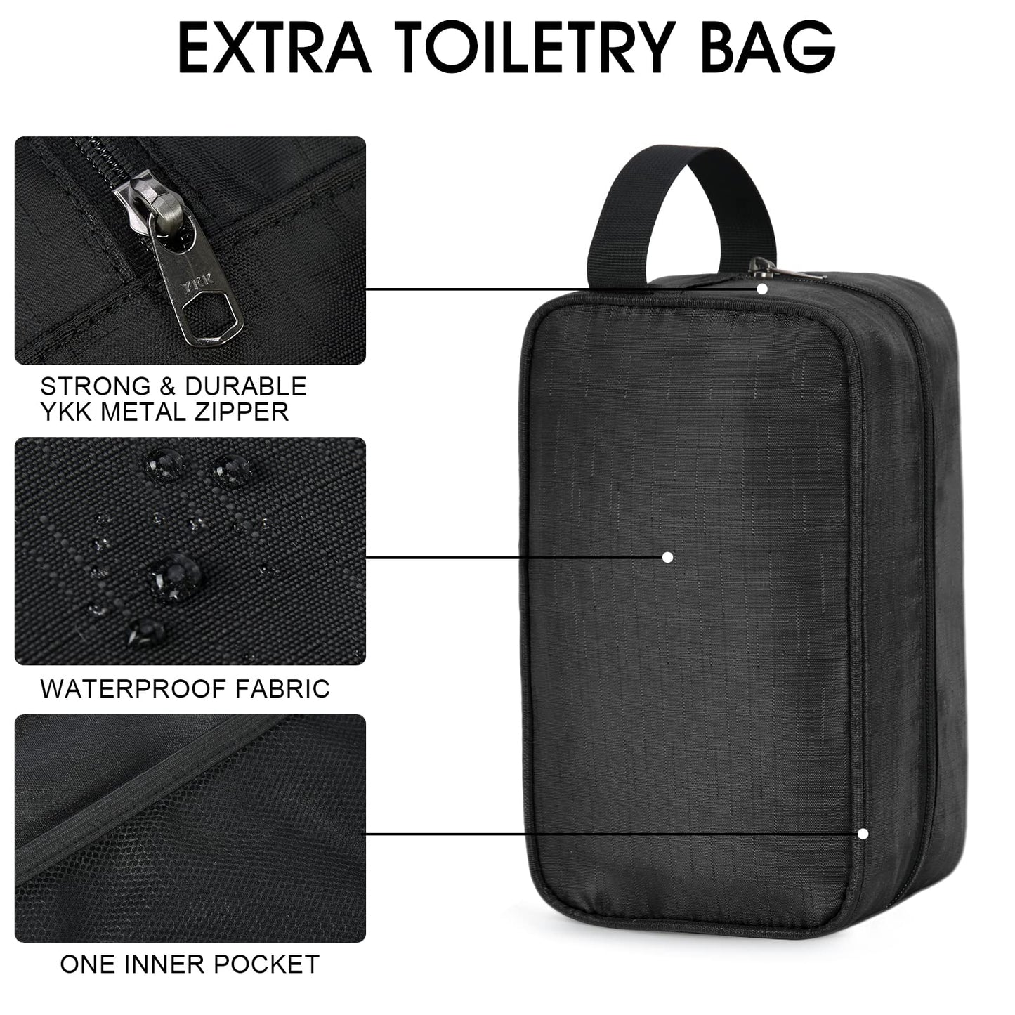 Lubardy Travel Duffle Bag for Men Sports Bag Foldable Weekend Overnight Bag Women Water Resistant Holdall Bag with Toiletry Bags Black 65L