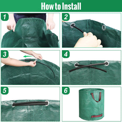 JARDILIFE Garden Waste Bags Heavy Duty 200 300 Litre 2 Pack, Reusable Garden Sacks with 1 Pair of Gardening Work Gloves, Tools Bags for Garden Waste Plant Waste Grass Leaves (200L*300L)