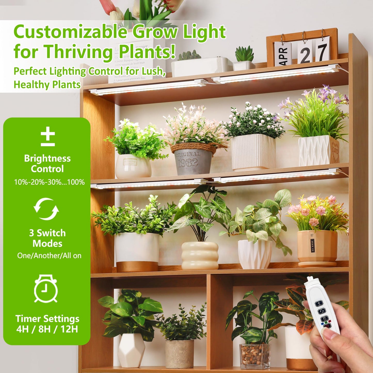 FOXGARDEN Dual-Row Grow Lights for Indoor Plants Full Spectrum, 240 LEDs Grow Light Strip, Plant Lights for Indoor Growing with 4/8/12H Timer, Plant Grow Lights for Plant Shelf, 10 Dimmable Levels