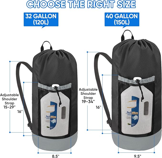 BALEINE 120L Laundry Bag Backpack, 900D Oxford Fabric Large Travel Laundry Bags