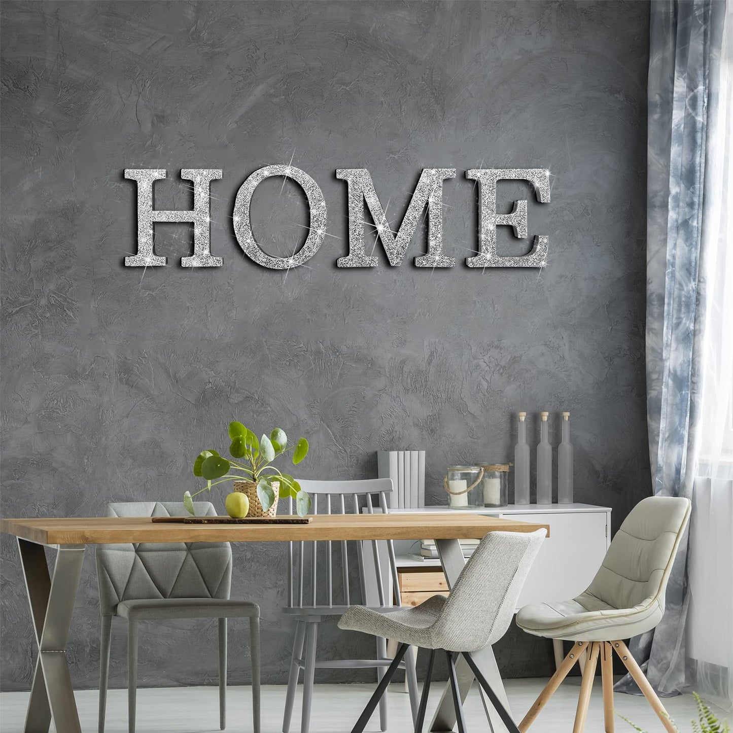 Jetec 4 Pcs Love Home Sign Large Crystal Diamond Letters Shiny Letters Decor Crystal Rhinestone Bling Silver Room Decor Wooden Love/Home Table Topper Wall Art Gift for Bedroom