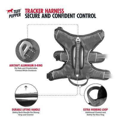 Tuff Pupper Escape Proof No Escape Dog Harness | 5 Point Adjustable Fit Harness for Dogs | Padded Dog Harnesses | Handle Dog Lift Harnesses
