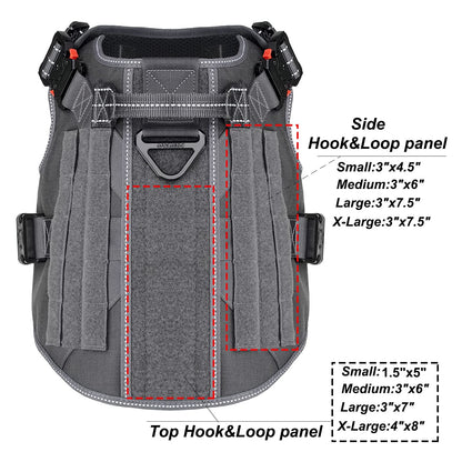 ICEFANG Tactical Dog Harness,Large Size, 2X Metal Buckle,Working Dog MOLLE Vest with Handle,No Pulling Front Leash Clip,Hook and Loop Panel