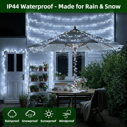 QUHUATU 750 LED 240FT Christmas Lights Outdoor,12 Lighting Modes Christmas String Lights with Timer, Dimmable Cool White LED StringLights Waterproof for Yard Tree Wedding Party Holiday Cool White
