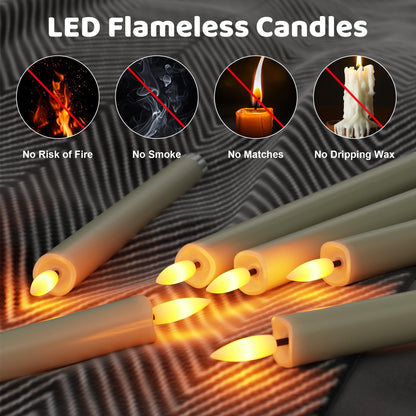 Flameless Taper Candles Battery Operated, Ivory LED Candles with Flickering Flame, 10.23" Plastic Electric Candlesticks, Remote Control & Timer for Home, Wedding, Christmas Decoration (Set of 8)
