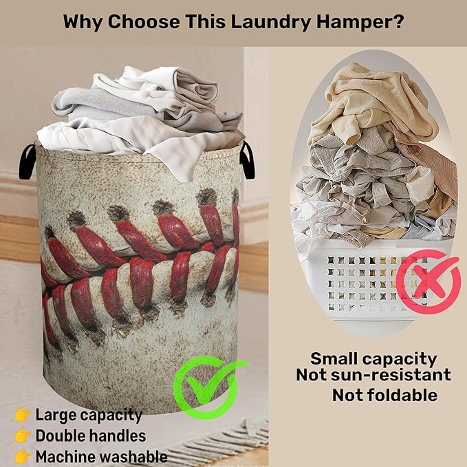 Baseball Laundry Basket with Handles
